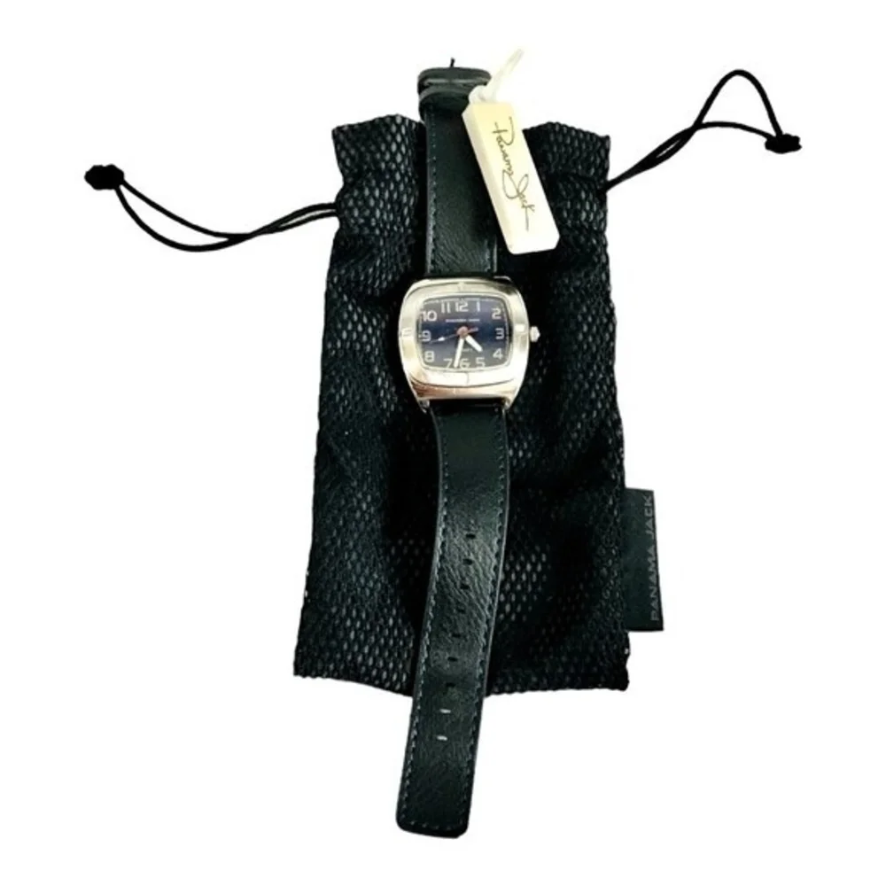 PANAMA JACK Tide Runner Stainless Steel Leather Band Quartz Mens Wristwatch NWT
